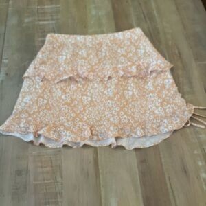 Princess Polly Peach Floral Ruffle Mini Skirt